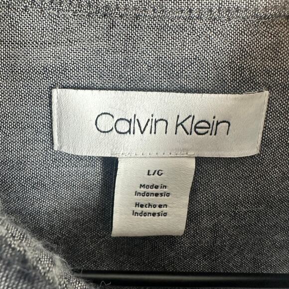 Calvin Klein Mens 100% Cotton Button-Up Long Sleeve Grey Career Shirt Large - Picture 3 of 5